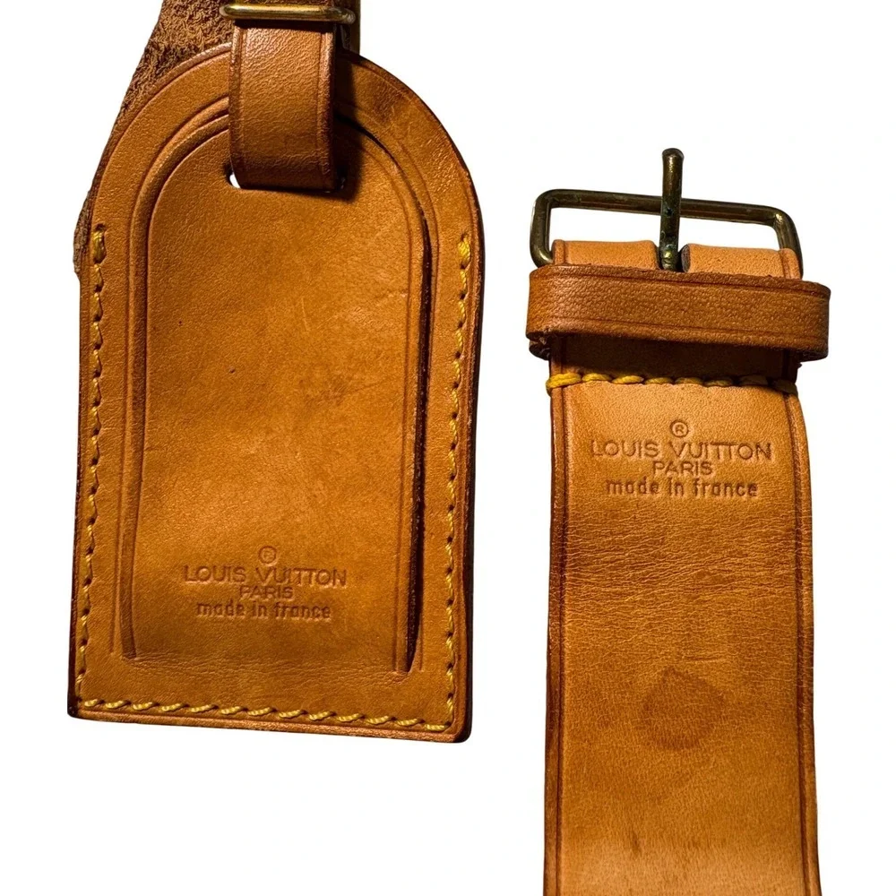 Louis Vuitton Vachetta Leather Luggage Tag and Poignet Set Made in France